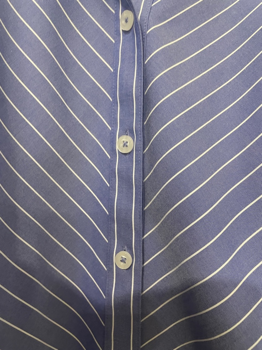 Chico's Blue and White Striped Button-Up Shirt in Chico’s 3 (16) - Picture 7 of 8